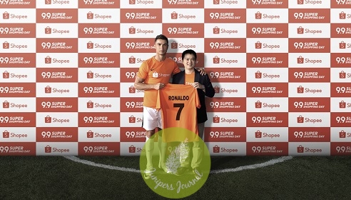(Left to Right) Cristiano Ronaldo Global Football Icon, with Chris Feng, Chief Executive Officer, Shopee 